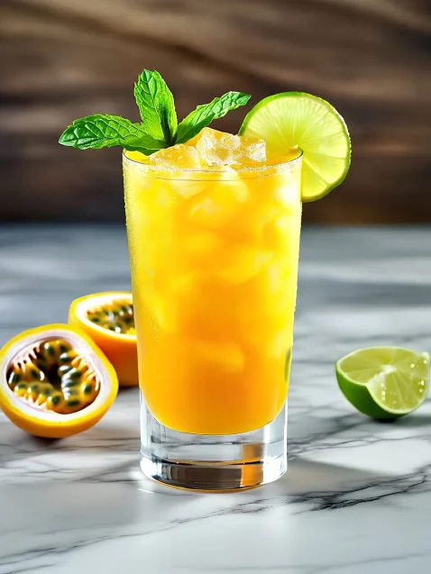 Cóctel tropical con maracuyá